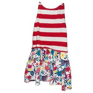 Mini Boden Summer Dress, Floral and stripes Size 6-7 Y